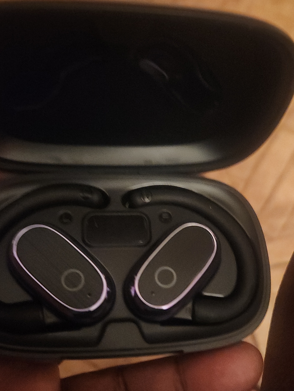 Wireless Earbuds in Black with Purple Accents